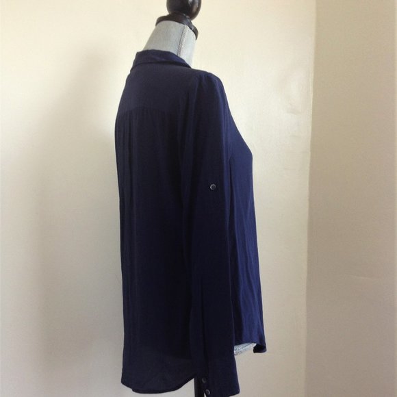 Madewell Alexa Chung Silk Boy Shirt Blouse Navy M - Picture 4 of 8